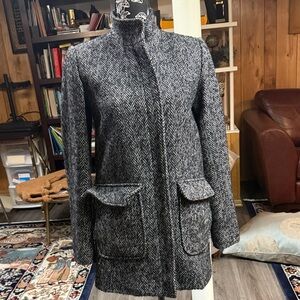 Theory Women's Black Herringbone Coat